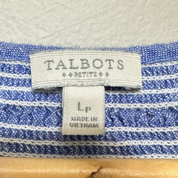 Talbots Petite Embroidered Linen Blend Top‎ Womens LP Floral Boho Resort Beach - Picture 6 of 9